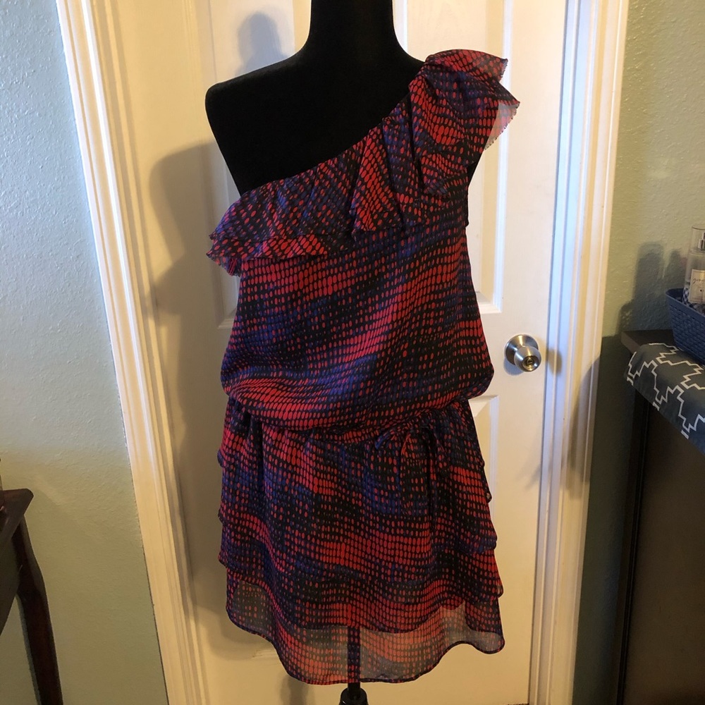 The Limited One Shoulder Ikat Dots Dress